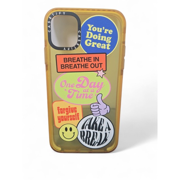 Casetify iPhone 11 Case Motivational Stickers Protective Phone Cover Yellow - Picture 3 of 4